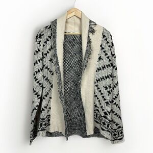 The Post Women's Large Boho Open front cardigan Heavy Long Sleeve Cotton Blend